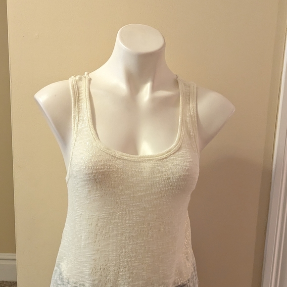 Fang Glam sheer white tank top with cross cross back straps size M - Picture 4 of 9